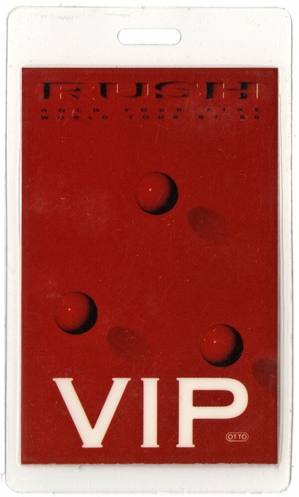 Rush 1987 Hold Your Fire Concert Tour VIP Laminated Backstage Pass