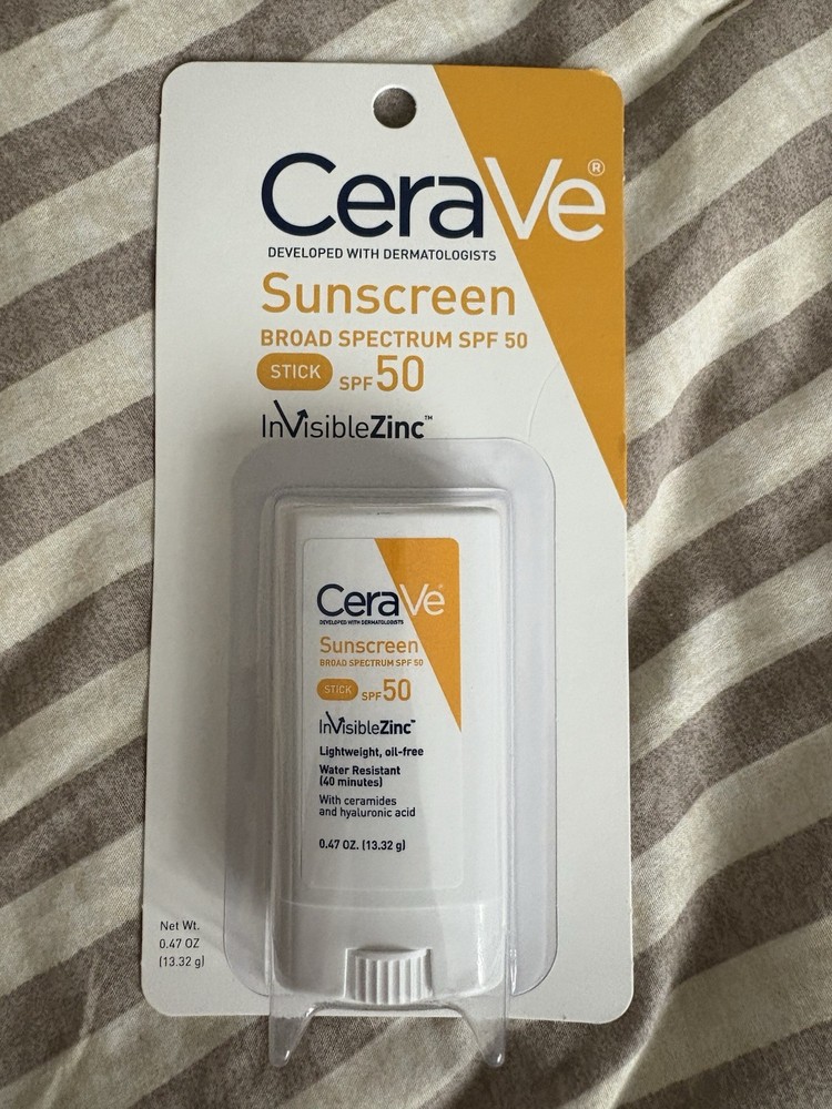 CeraVe SPF 50 Mineral Sunscreen Stick with Invisible Zinc Protection