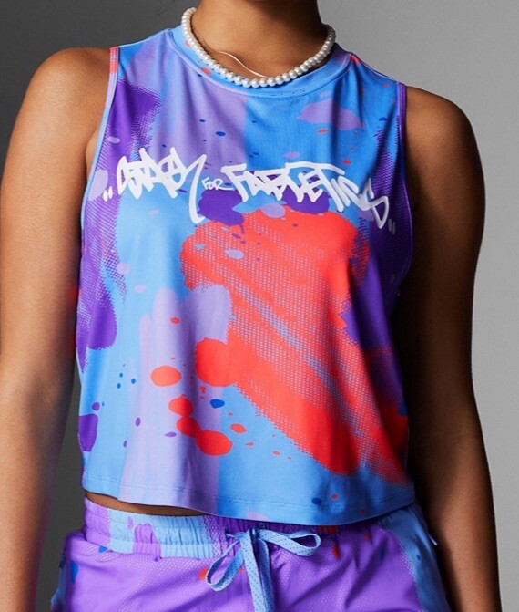 Fabletics Women's Dry Flex Muscle Tank. Stash/Graphic. Medium. NWT.