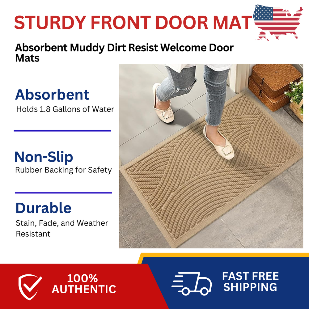 HIYARD Durable Absorbent Front Door Mat for Mud and Dirt Resistance