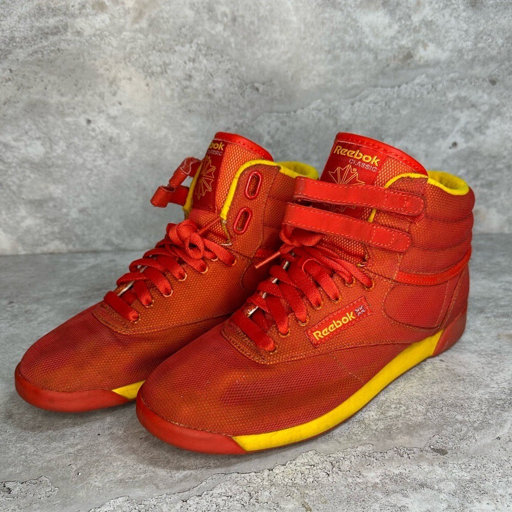 Vintage Reebok Freestyle Classic Hi Top Sneakers in Red - Men's Size 8