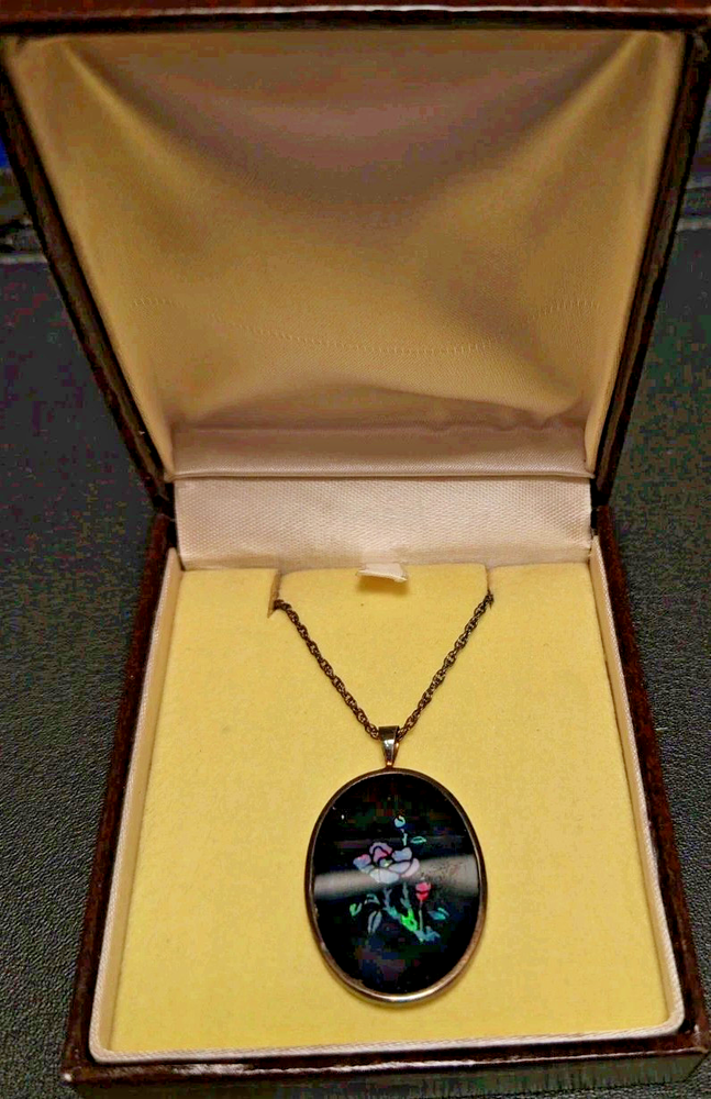 Sterling Silver Black Onyx & Opal Rose Pendant with Necklace