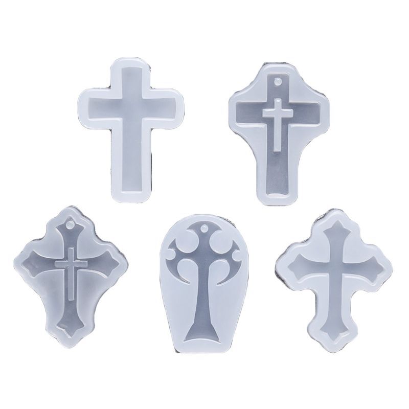 5pcs/set for Cross Silicone Epoxy Mold Resin Pendant DIY Jewelry Making M