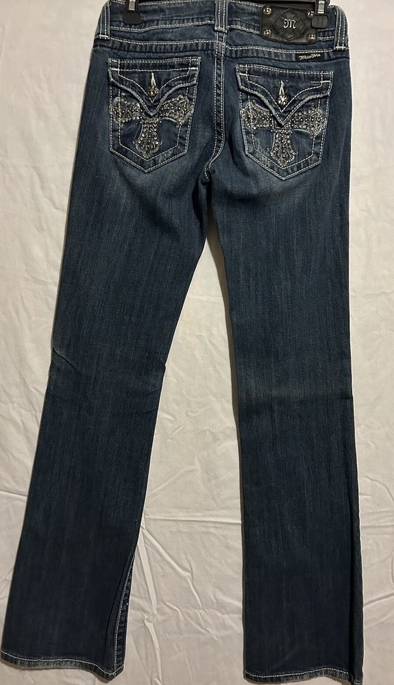Miss Me Bootcut Embellished Flap Pocket Jeans JP5046 Women's Size 27 Y2K Denim