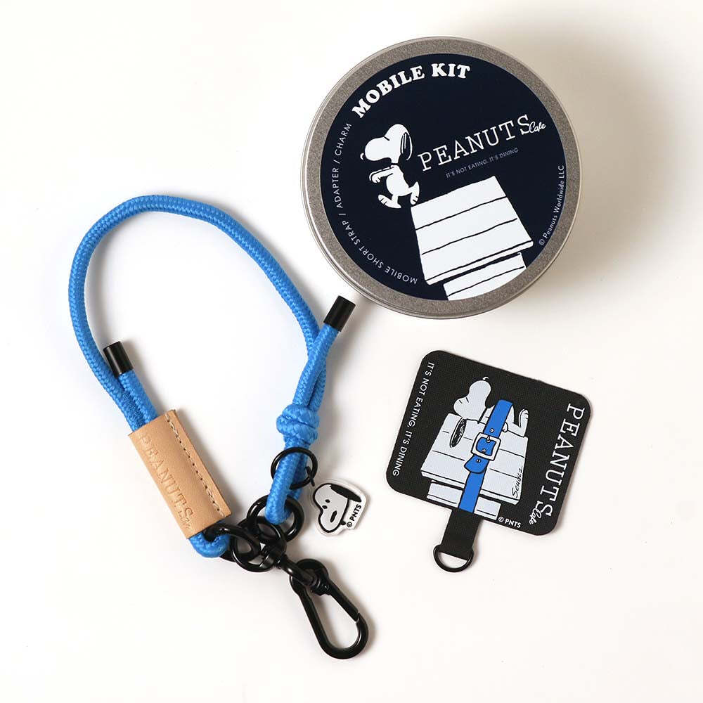 Snoopy Peanuts Cafe MOBILE KIT Hand Strap Blue Smartphone Accessories New