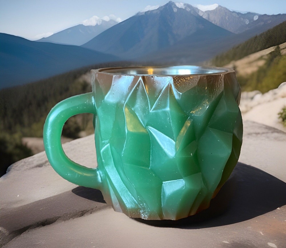 Mineral Resin Faux Crystal Coffee Mug Multifunctional Ergonomic Handle Futurist