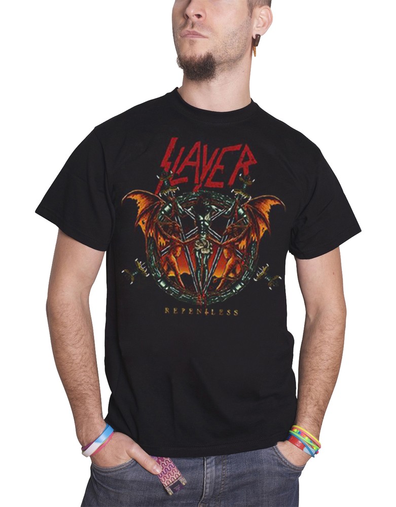 Slayer Repentless Demon Christ Pentagram Logo Men's Black T-Shirt Official