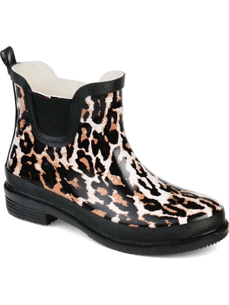 JOURNEE COLLECTION Womens Brown Leopard Tekoa Round Toe Rain Boots 7 M