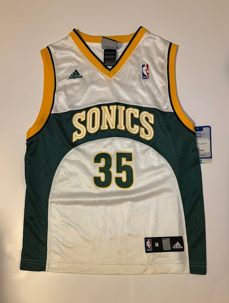 Kevin Durant Seattle Super Sonics White Adidas Vintage Jersey Youth Med 10-12