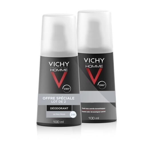 Vichy Homme 24HR Ultra-Refreshing Deodorant Spray 2-Pack 100ml