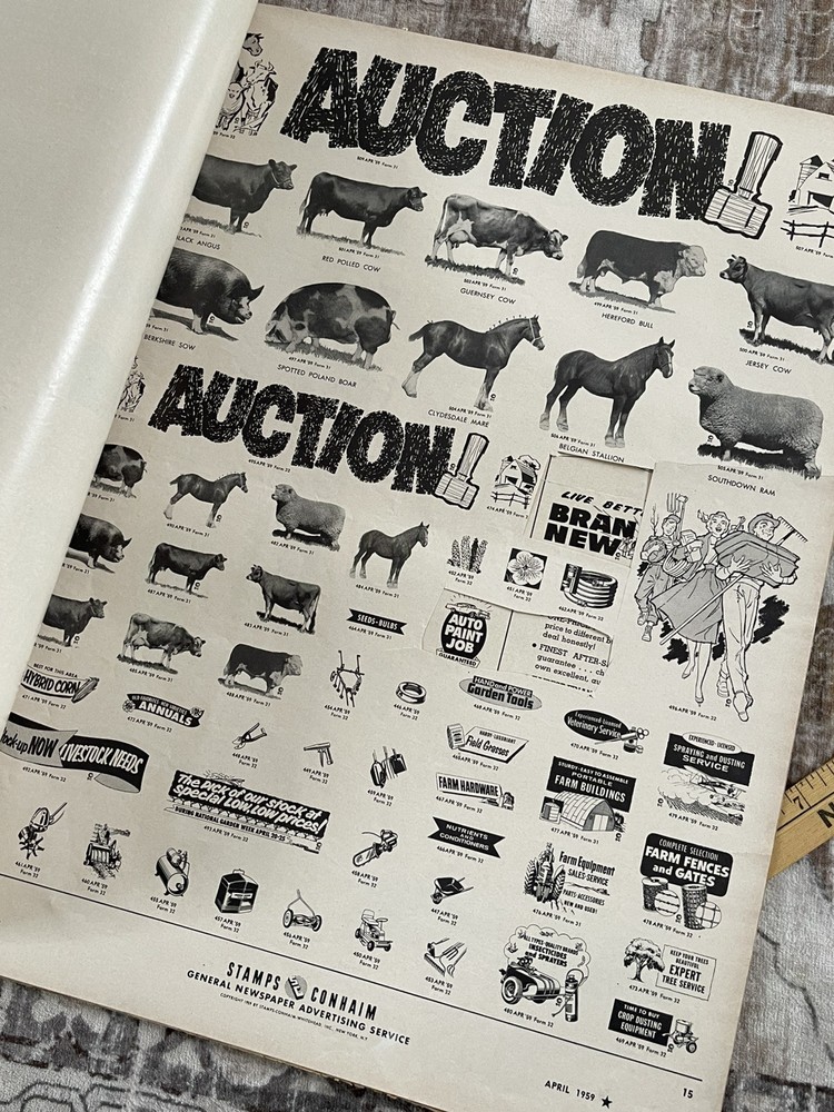 Big Vintage 1959 Newspaper Print CLIP ART Grocery Clipping Advertising Magazine