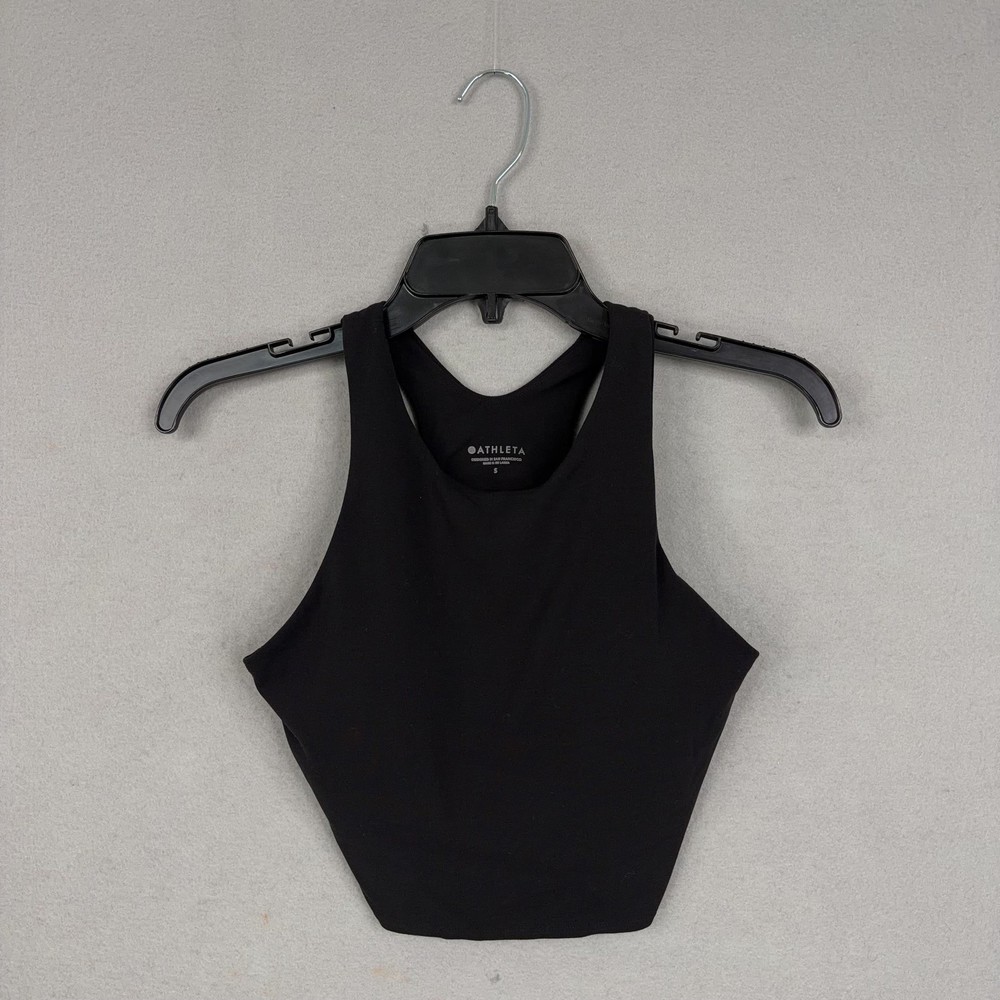 Athleta Crop Tank Top Womens Small Black High Neck Racerback Yoga Athletic Gym