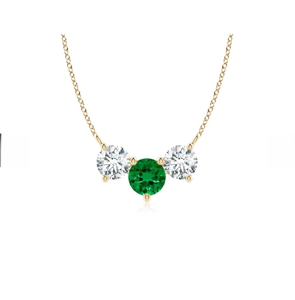 Stunning Round Green Emerald Pendant for Women
