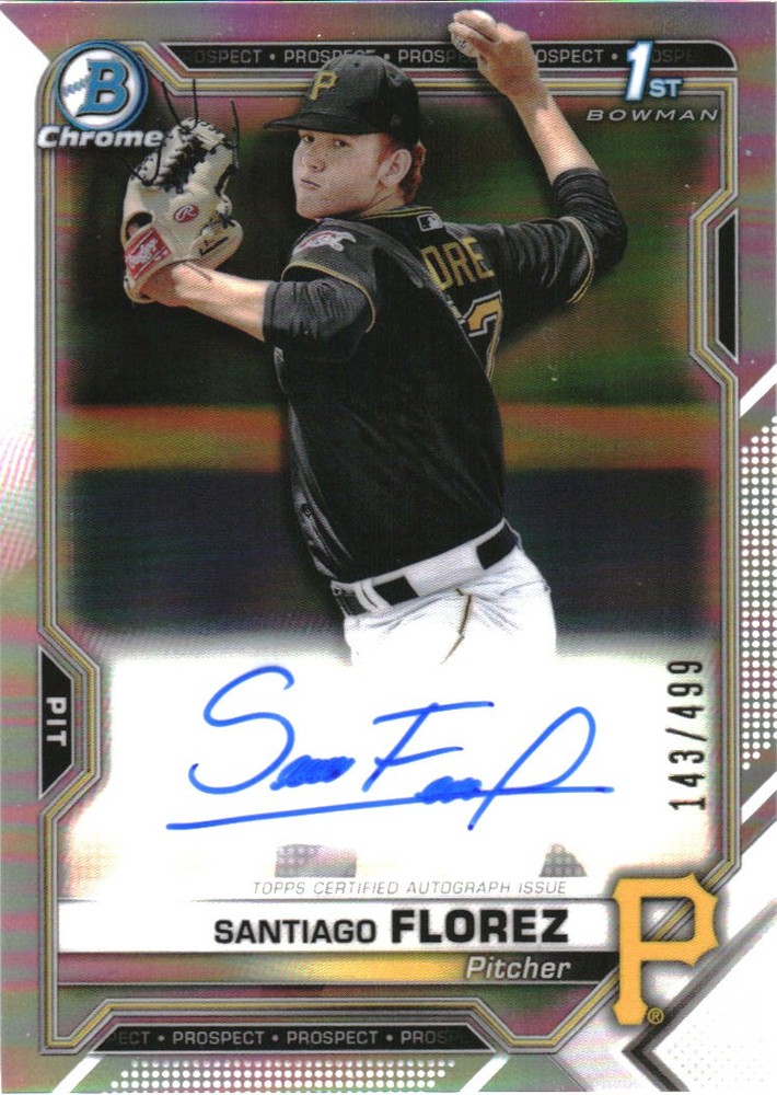 2021 Bowman Chrome Prospect Autographs Refractors #CPASF Santiago Florez /499
