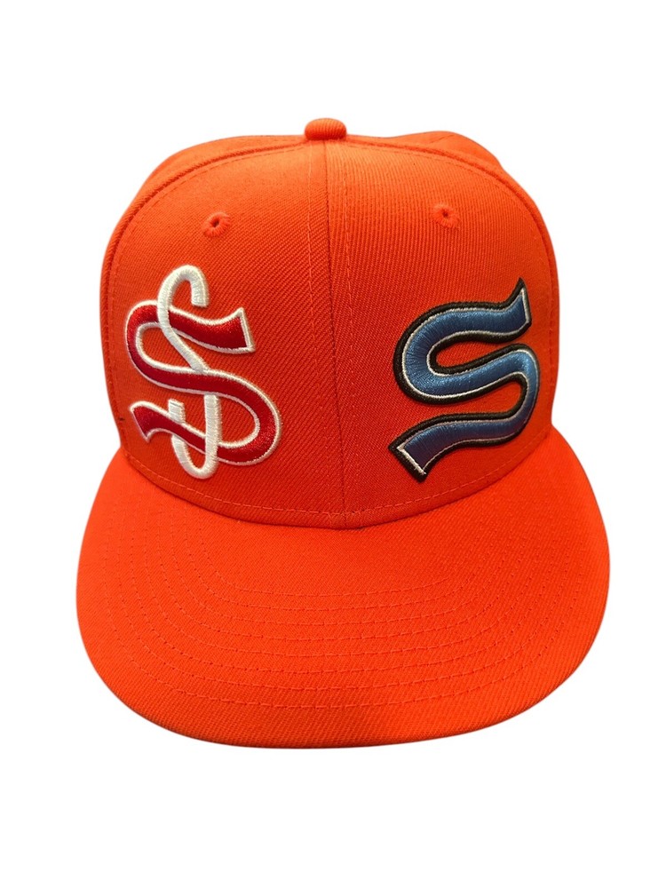 Stussy SS New Era Multi Logo Fitted Hat Orange Size 7 1/4