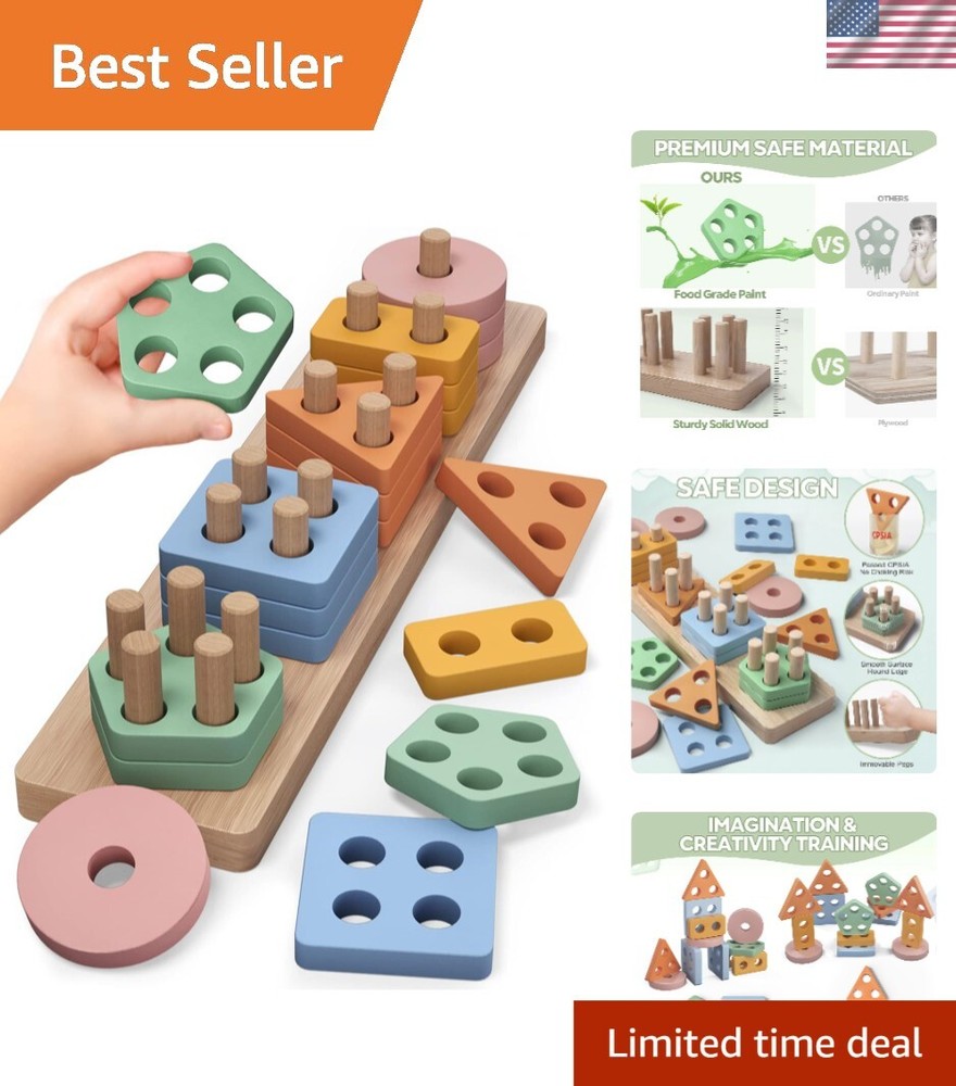Montessori Stacking and Sorting Toys for Toddlers 12-18 Months - Safe Developmental Play