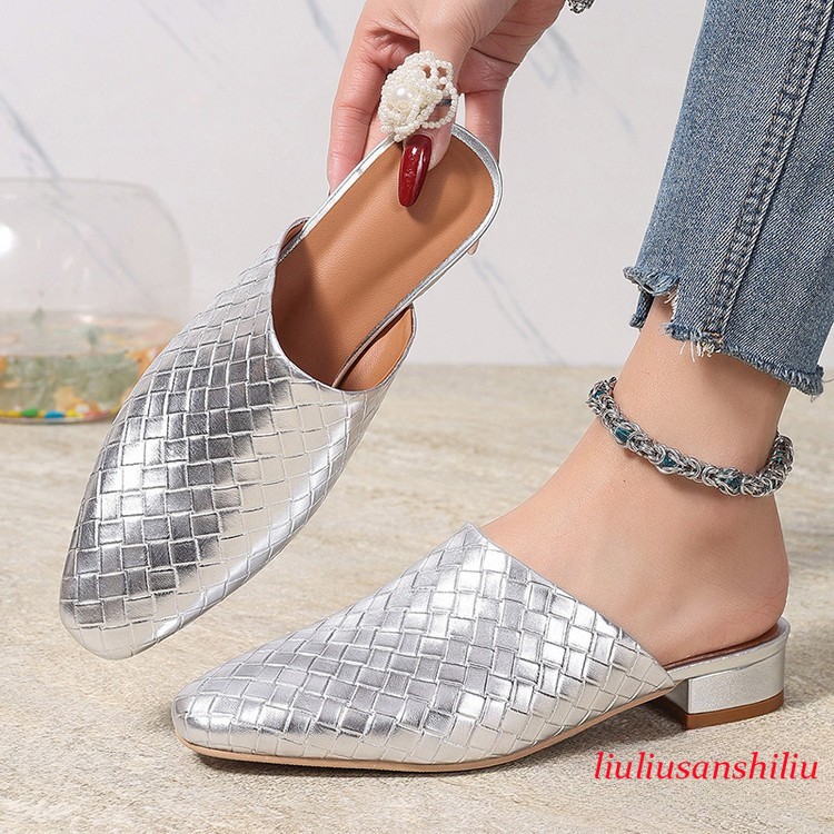 Women's Weaving Woven Slip on Loafers Mules Slippers Sandals Shoes Slides Casual