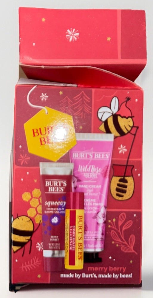 Burt's Bees Merry Berry Value Pack with Lip Balm, Tinted Balm & Hand Cream