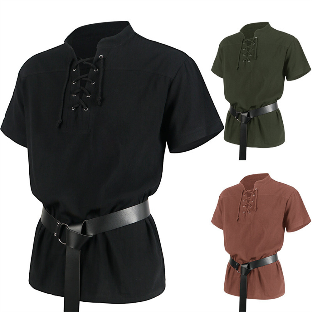 Men Medieval Renaissance Costume For Men Short Sleeve Cosplay Clothing