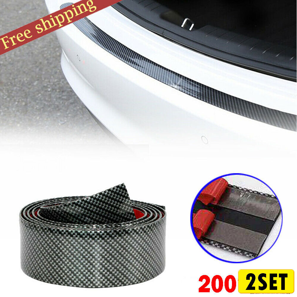 2X 200CM Carbon Fiber Car Scuff Plate Door Sill Cover Panel Step Protector Stick