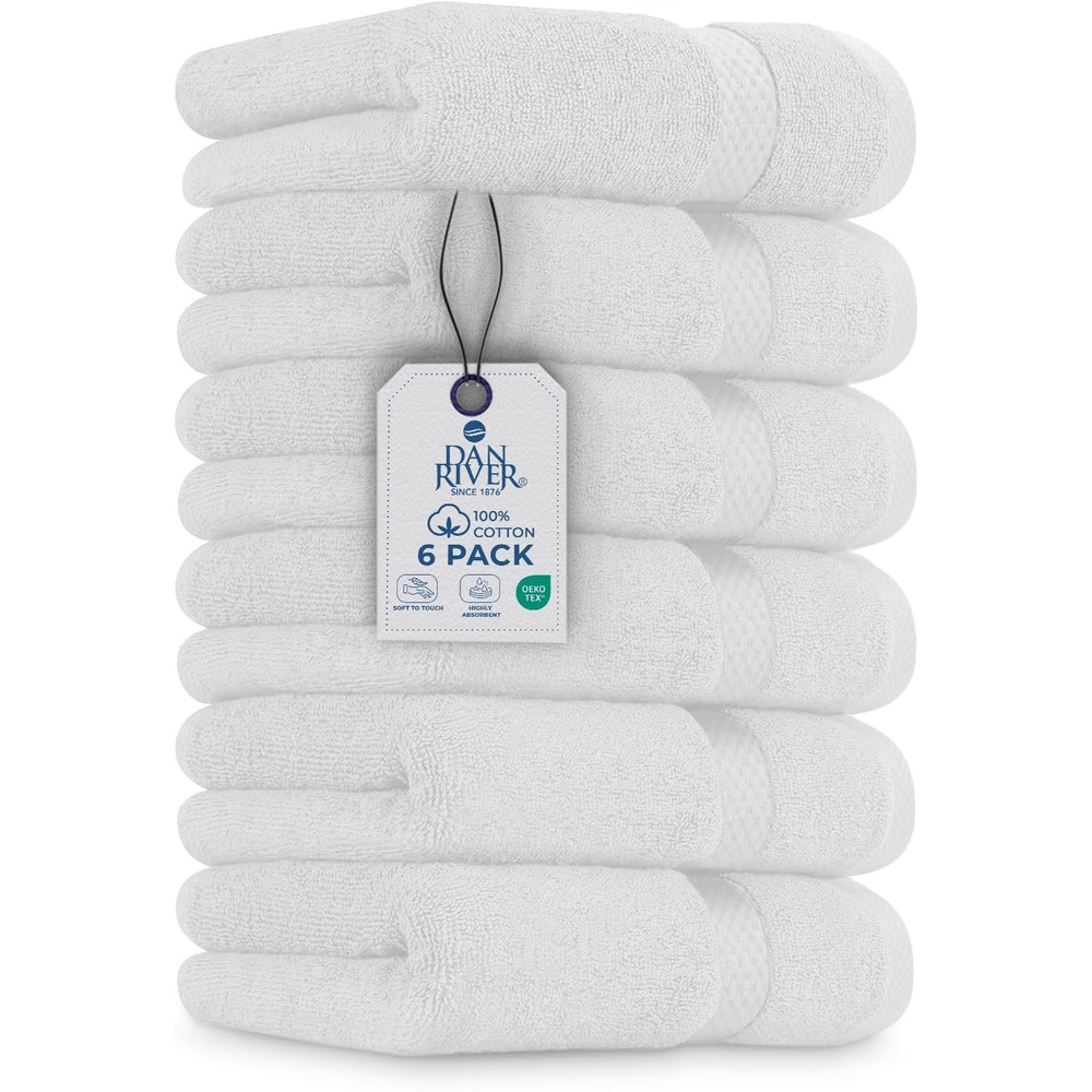 6-Pack Premium Hand Towels (16x28 Inches) - 100% Cotton, Ultra Soft, Lightwei...