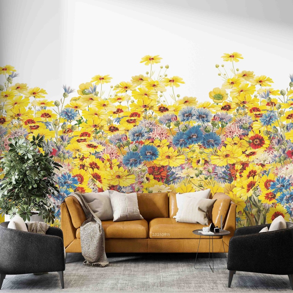 3D Flowers Flora Watercolor Wall Murals Wallpaper Murals Wall Sticker