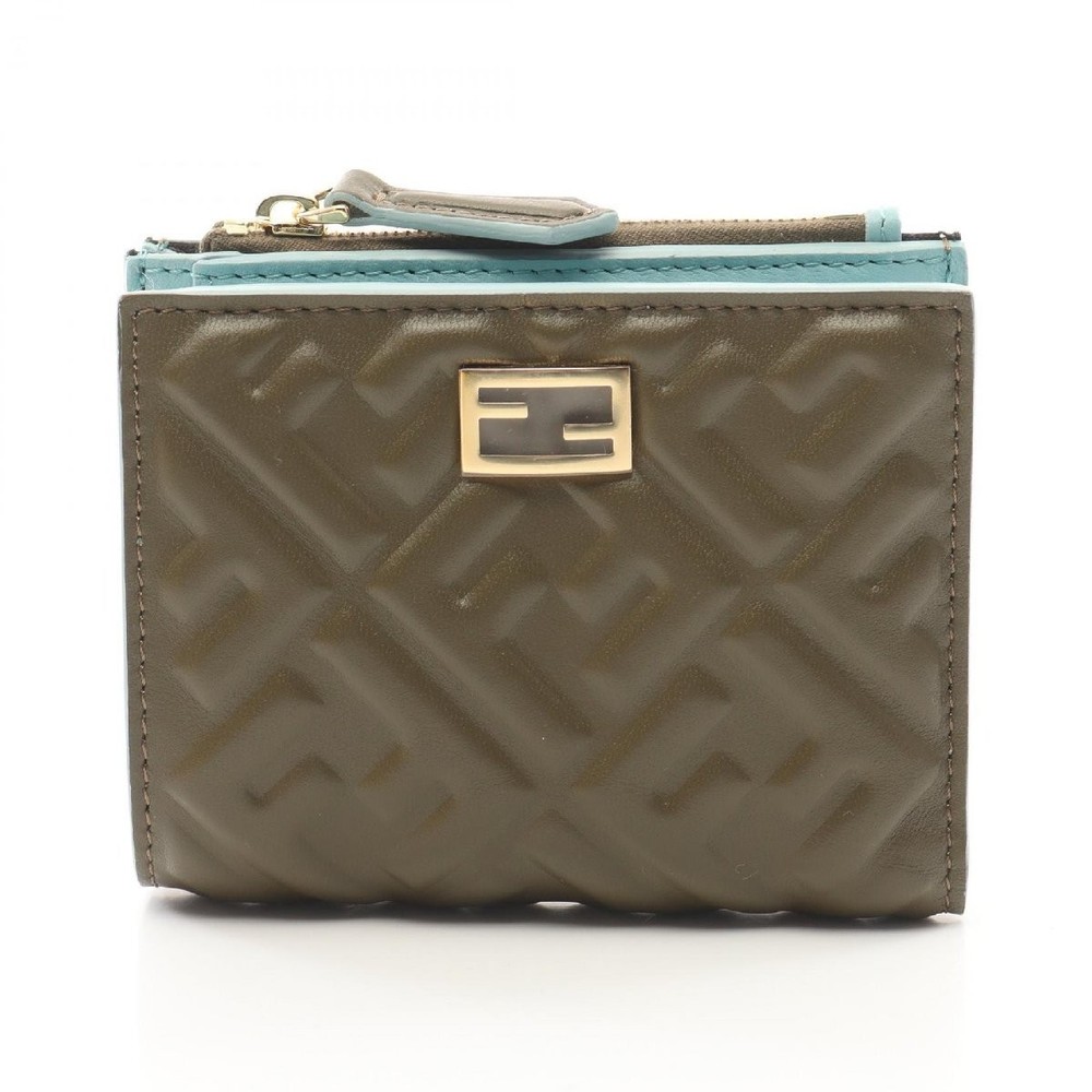 FENDI SLIM BIFOLD LEATHER WALLET WITH FF PATTERN BAGUETTE STYLE