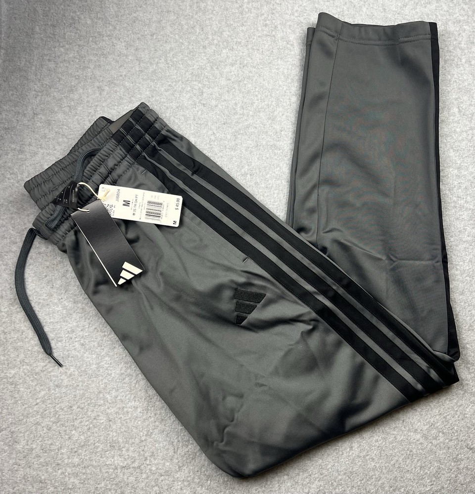adidas Men’s 3-Stripes Tricot Open Hem Size Medium Track Pants JI8804 Gray NWT