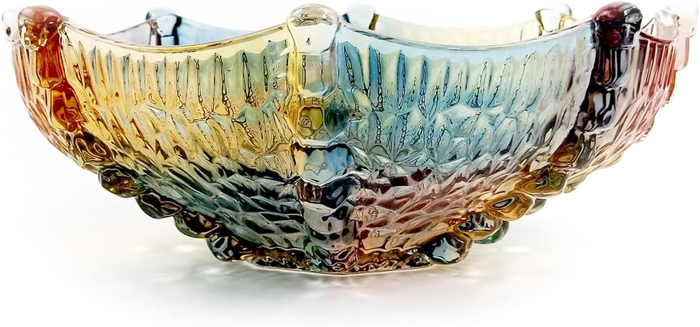 Colorful 10.7-Inch Art Glass Candy Bowl for Snacks & Fruit