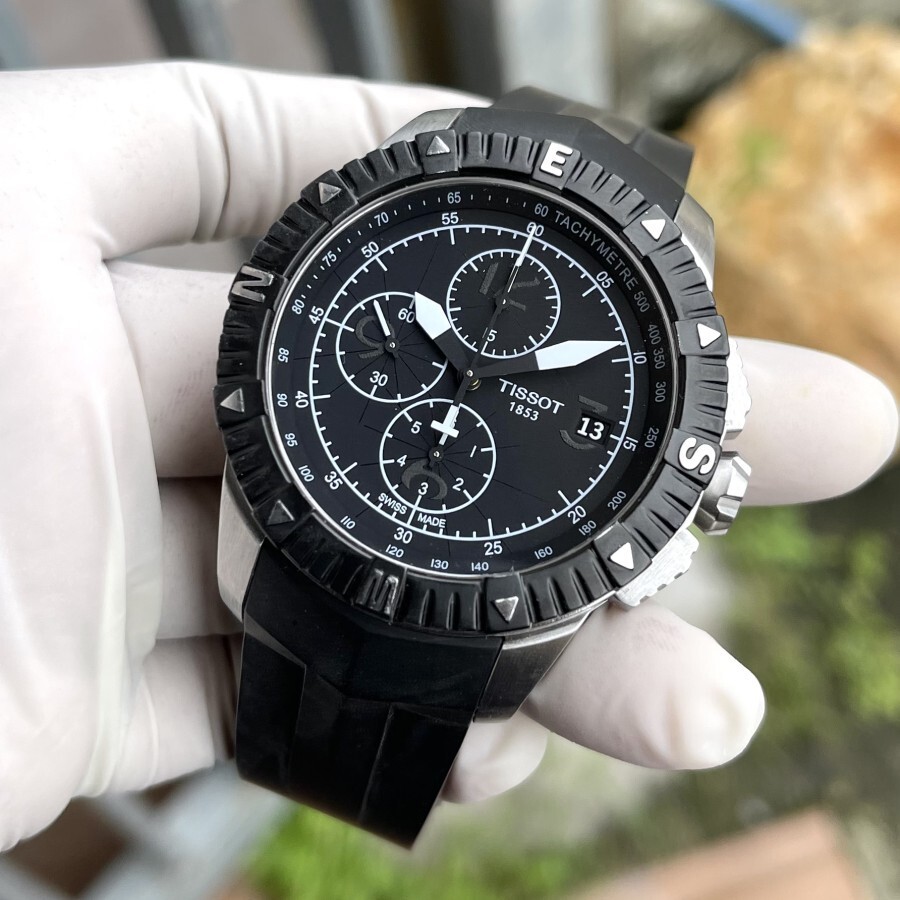 Vintage Tissot Navigator Automatic Black Chronograph Swiss Made Men Watch