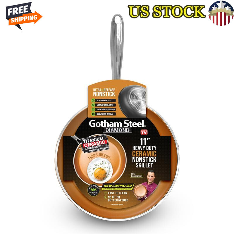 11-Inch Ceramic Nonstick Skillet with Ergonomic Handle Dishwasher Safe