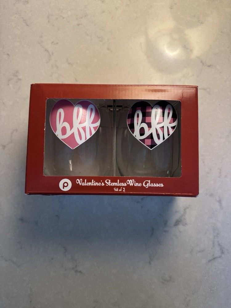 Stemless BFF Wine Glasses New in Box Great Bargain