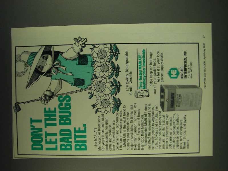 1985 Kincaid Marlate Insecticide Ad - Don't let the bad bugs bite.