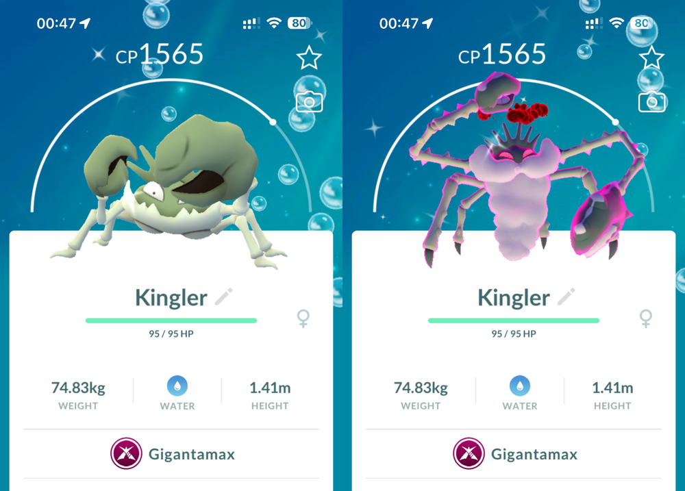 Shiny GMAX Kingler Gigantamax Level 1M Trade Unregistered  