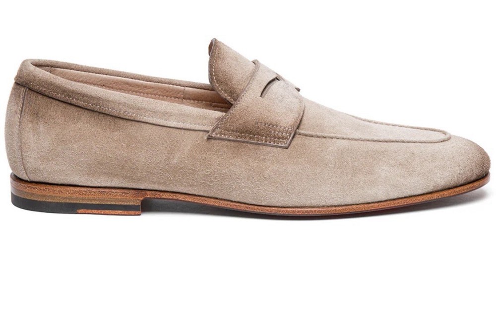 Santoni CARLOS-P-EAAM13 Suede Penny Loafer Brown US 8
