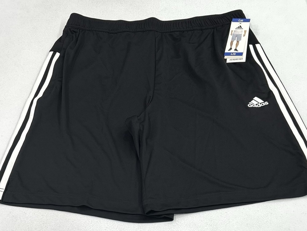 Adidas Men's 3 Stripe Shorts, Black/White, Size L