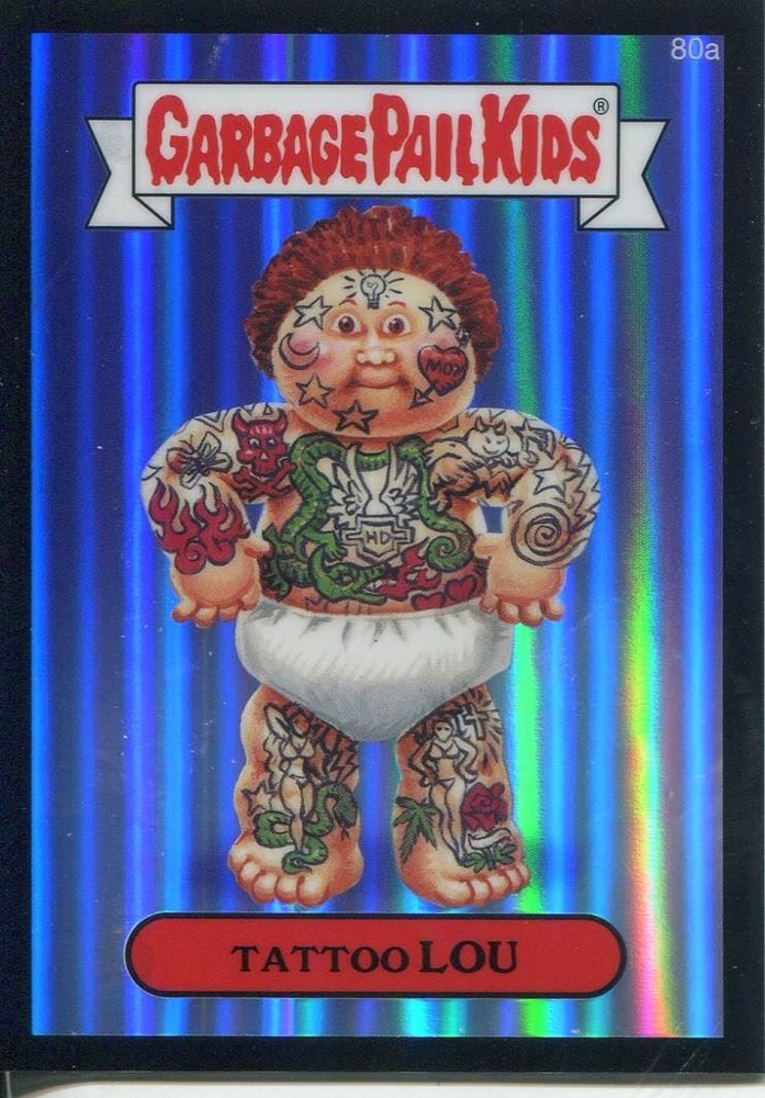 Garbage Pail Kids Chrome Series 2 Black Refractor Parallel 80a TATTOO LOU