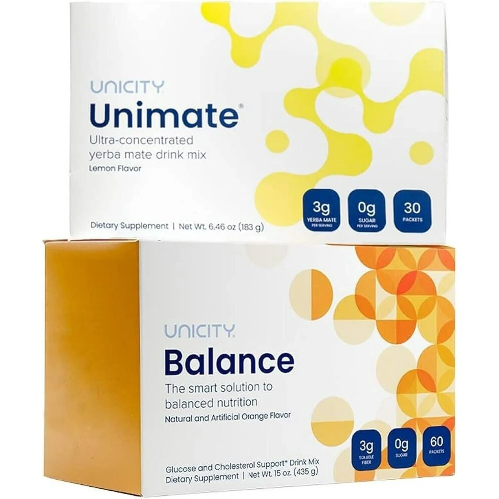 Unicity Feel Great Combo Pack - Orange Balance (1 Box) & Natural Lemon Unimate