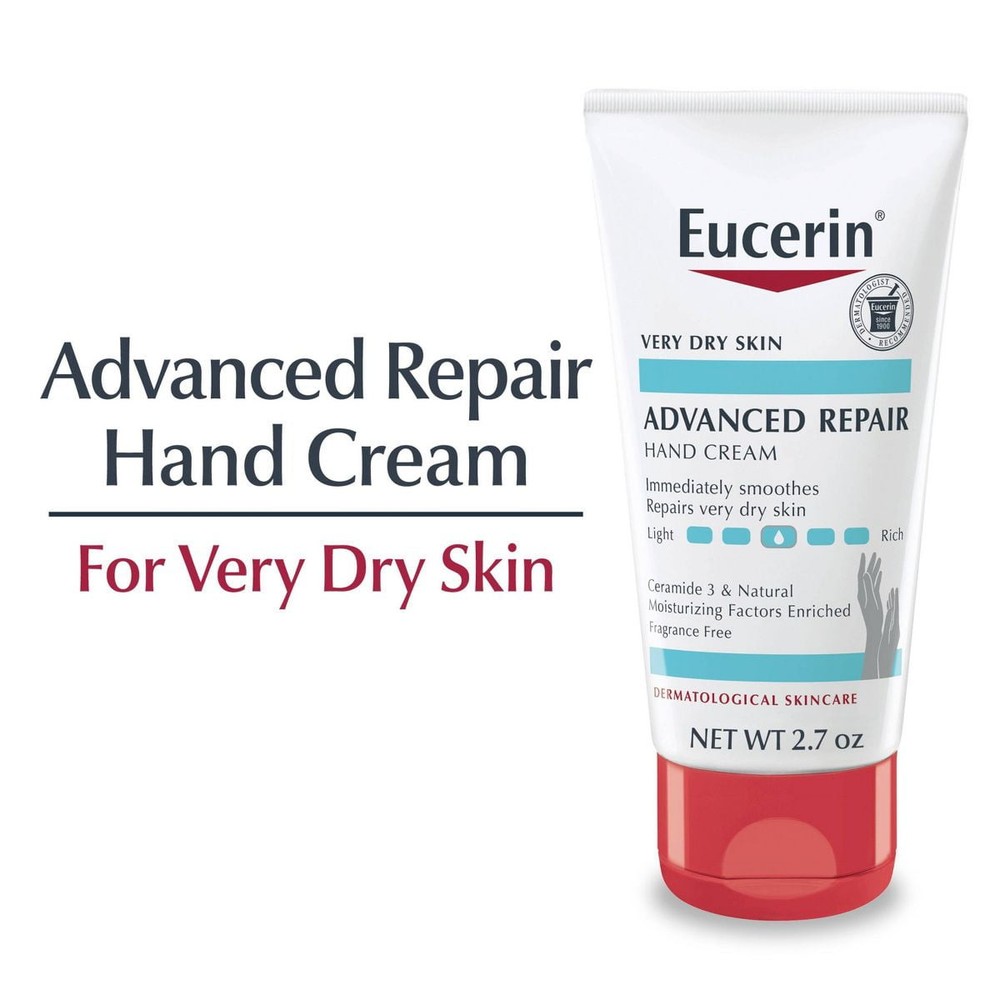 Eucerin Advanced Repair Fragrance-Free Extra-Enriched Hand Cream 2.7oz (8 Pack)