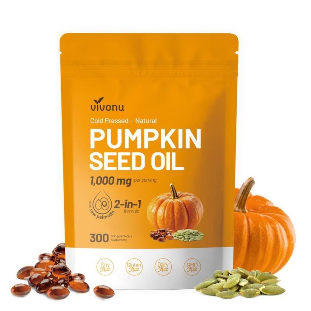 2-in-1 Pumpkin Seed & Saw Palmetto 1000mg.Cold Pressed, 300ct