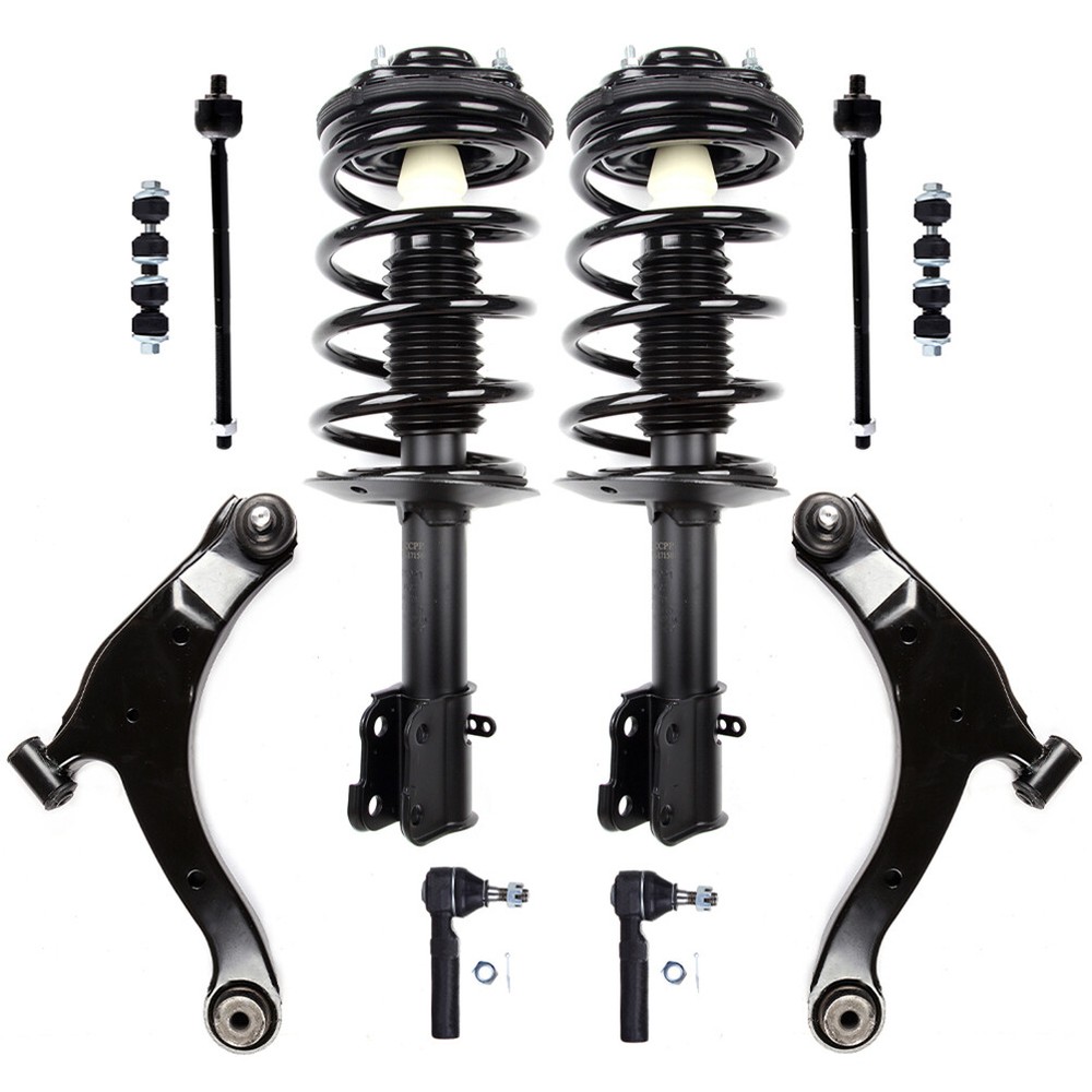 Complete Front Strut Assembly with Sway Bar, Control Arms & Tie Rods for 2000-2005 Dodge Neon (Set of 10)