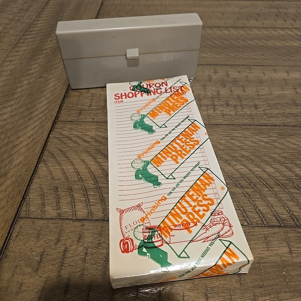 Vintage Coupon Caddy with Shopping List Envelopes Unused Flour Wheat Coffee Design  -image