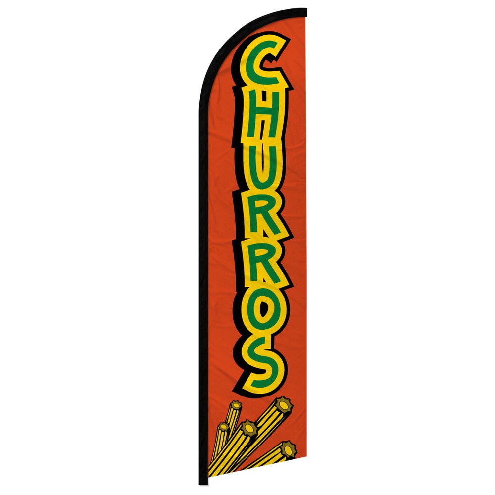 Churros Windless Swooper Flag for Food Concessions and Event Stands – Vibrant Advertising Banner for Snack Vendors and Festivals