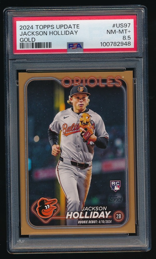 Jackson Holliday 2024 Topps Update #US97 Gold Parallel RC 1960/2024 RC PSA 8.5