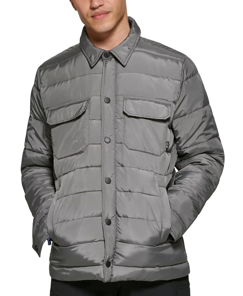 Bass Outdoor Men's Mission Quilted Puffer Shirt Jacket,  Gargoyle Gray,  XL