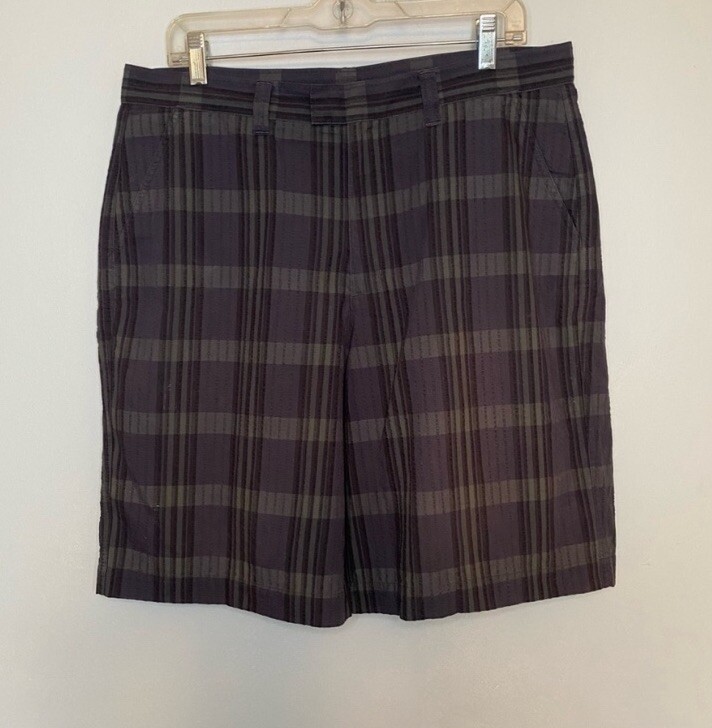 Patagonia Seersucker Shorts Mens Size 34 Plaid Blue Organic Cotton Flat Front