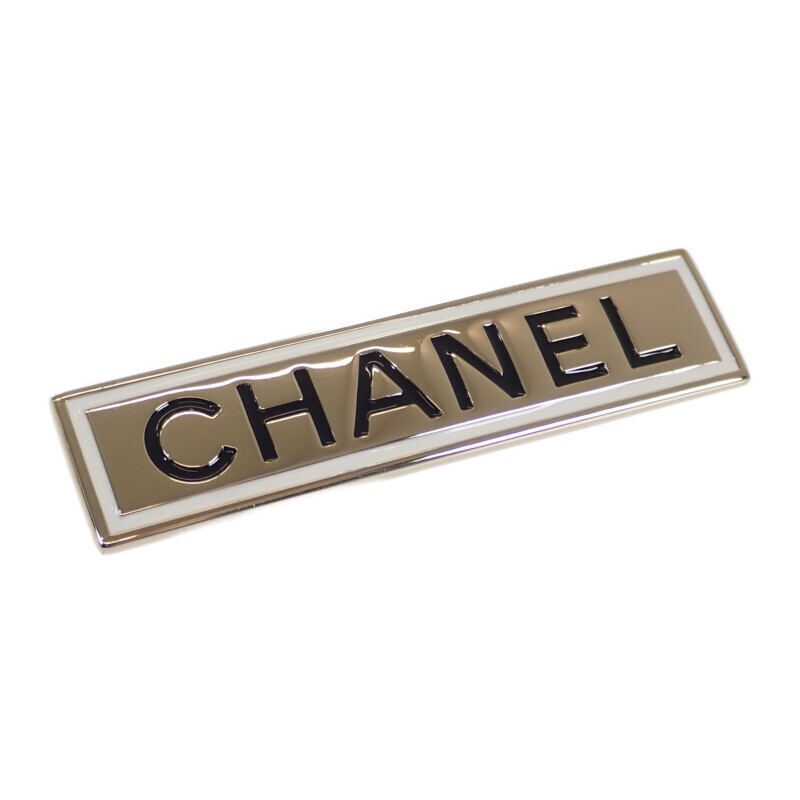 Chanel B21B Engraved Square Logo Plate Metal Brooch Pin 615651