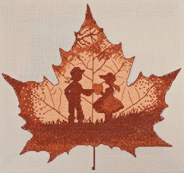 Cross stitch kit - Leaflet 24x22cm Beige Aida 14ct needlepoint kit