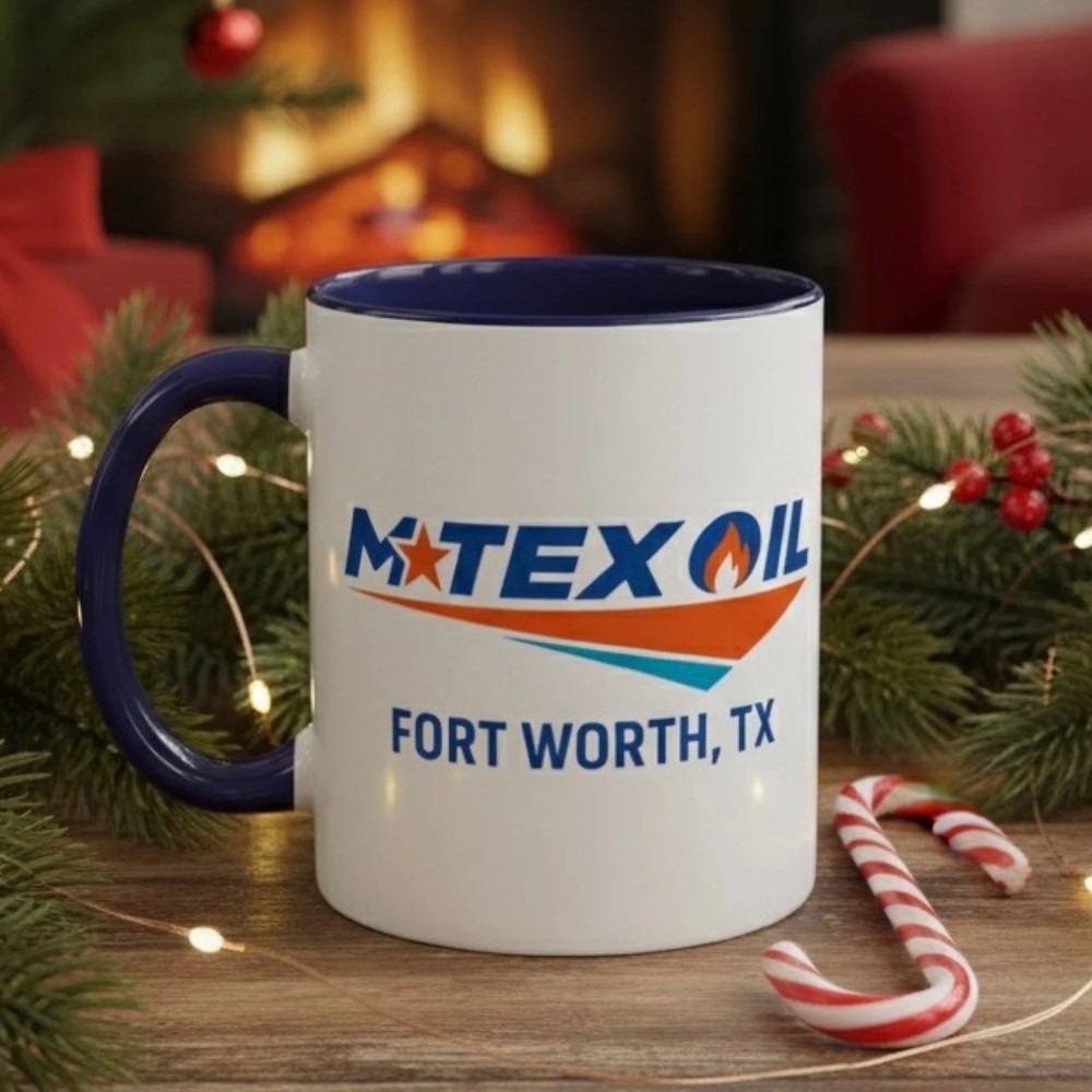 M-Tex Oil Fort Worth Tx Logo Mug Landman Accent Coffee Mug Billy Bob 15oz
