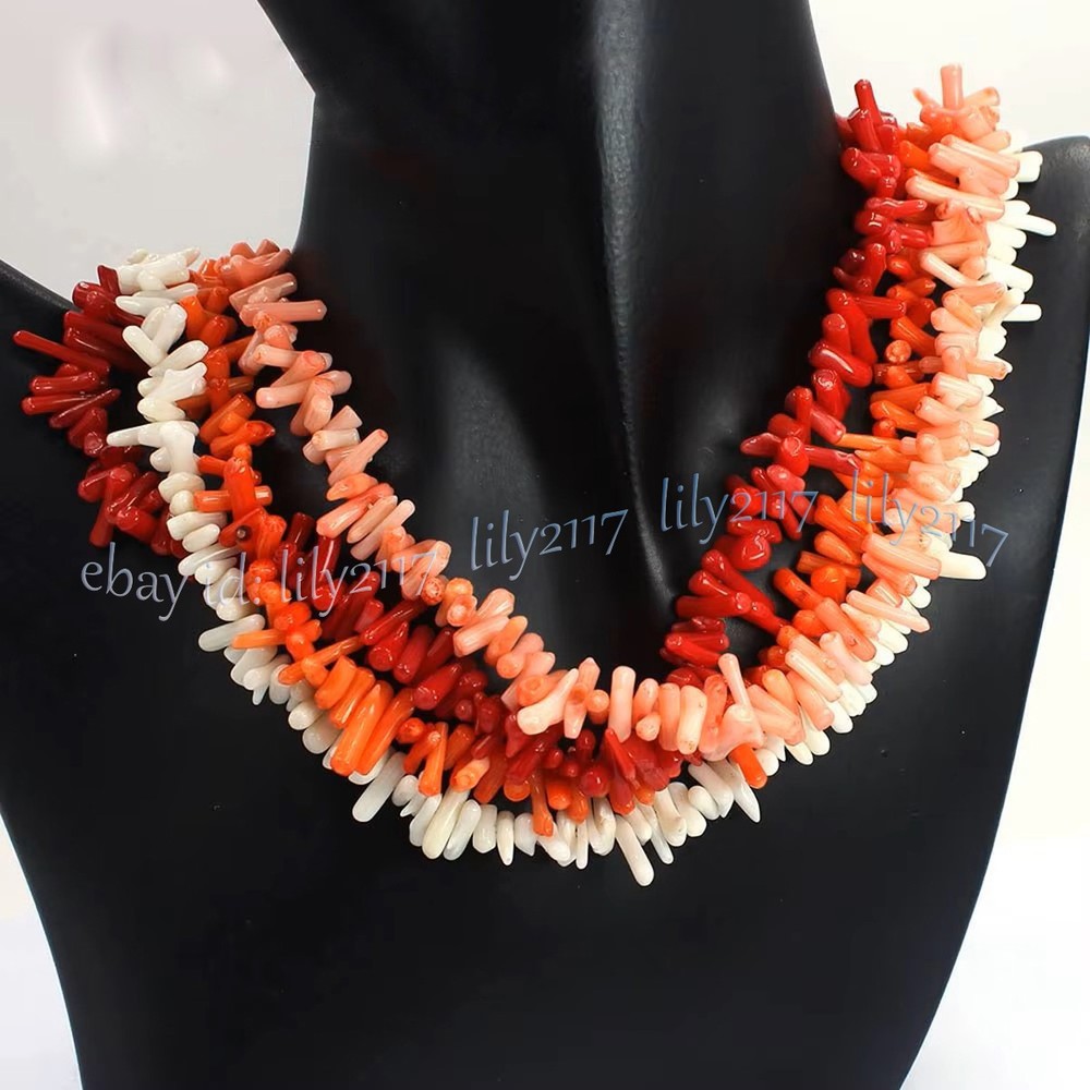 Natural Multicolor Coral Chip Irregular Branch Gemstone Beads Necklace 14-48 Inches